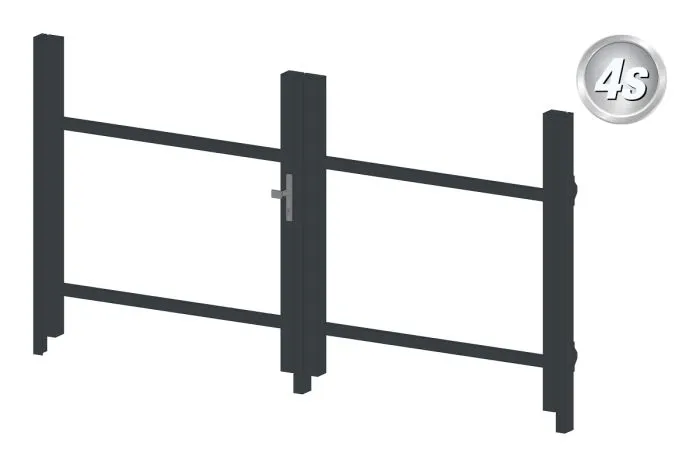 Aluzaun Türrahmen 2-flügelig ohne Füllung (Profil: 63 mm) - Türhöhe: 940-1500 mm, Anschlag: rechts, Farbe: anthrazit