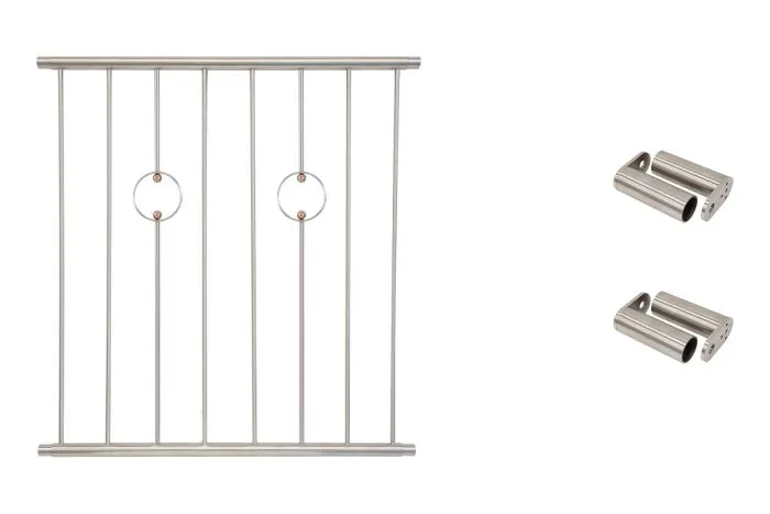 Fenstergitter Paris in Edelstahl, vormontiert - Breite: 96 - 108 cm, Höhe: 100 cm