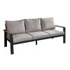 Loungesofa 3-Sitzer Lissabon aus Aluminium - Aluminiumfarbe: anthrazit, Stofffarbe: hellgrau