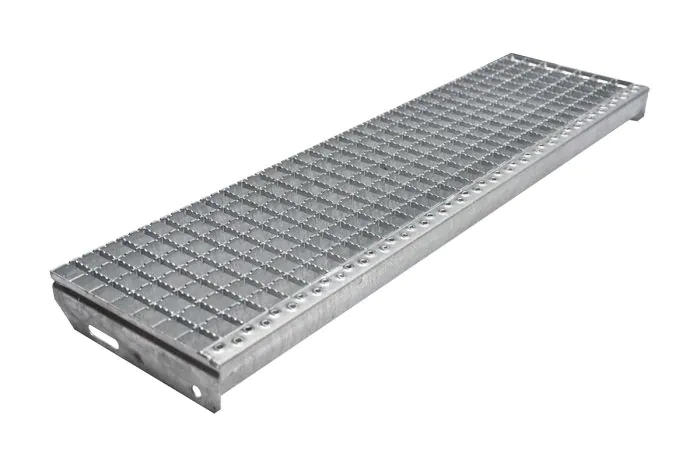 Gitterrost-Stufen 30 x 30 mm, feuerverzinkt, rutschhemmend - Breite: 1000 mm, Tiefe: 270 mm
