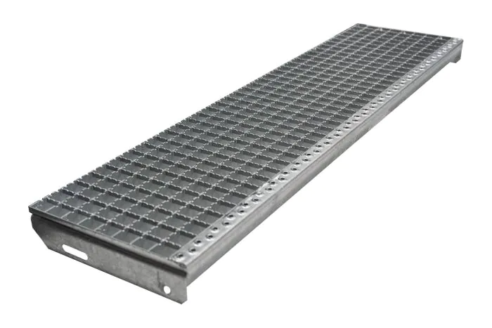 Gitterrost-Stufen 30 x 30 mm, feuerverzinkt, rutschhemmend - Breite: 1200 mm, Tiefe: 305 mm