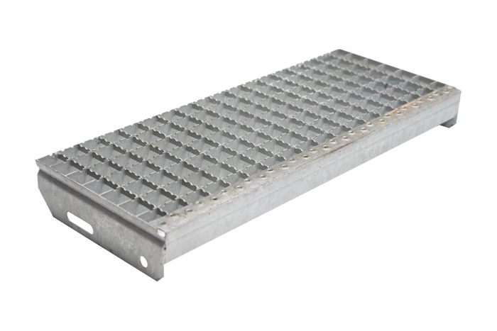 Gitterrost-Stufen 30 x 30 mm, feuerverzinkt, rutschhemmend - Breite: 600 mm, Tiefe: 240 mm