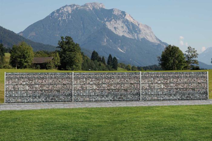 Gabionenwand Barcelona - Ausführung: grün beschichtet, Höhe: 103 cm, Länge: 251 cm