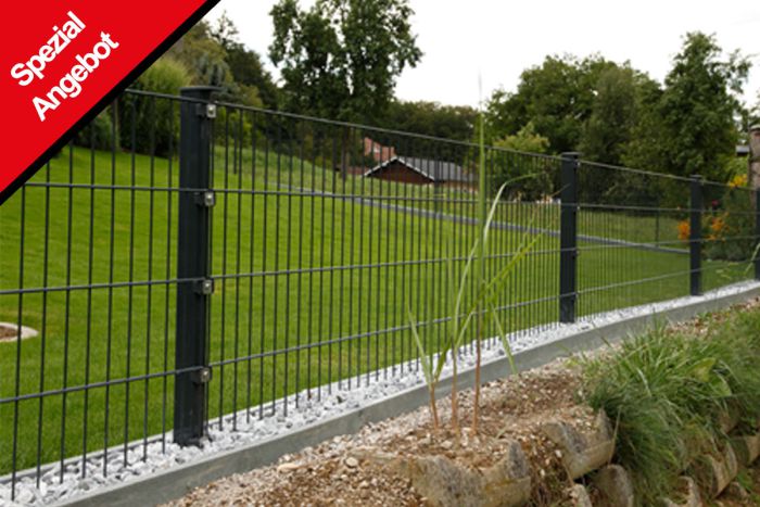 Gartenzaun Set 10 lfm, Farbe: anthrazit, Höhe: 103 cm, Doppelstabmatten 6/5/6 Aktion