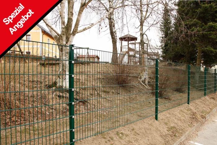 Gartenzaun Set 10 lfm, Farbe: grün, Höhe: 103 cm, Doppelstabmatten 6/5/6 Aktion