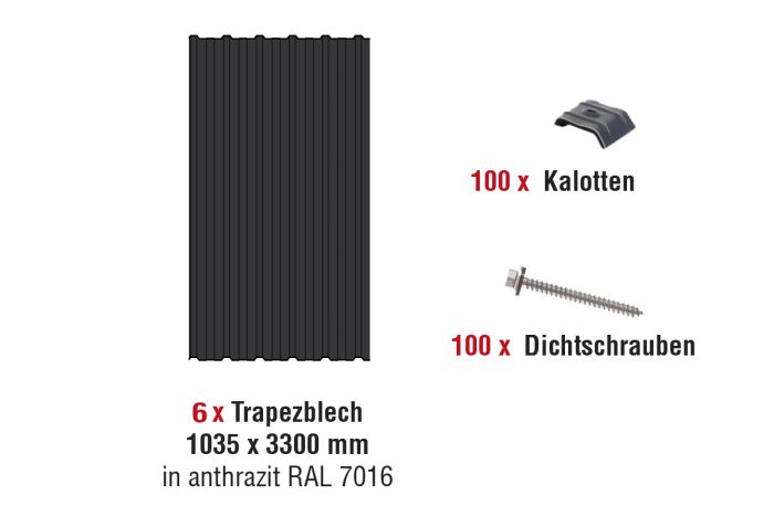 Trapezblech Dach für Carport Erweiterungsset - Farbe: anthrazit RAL 7016