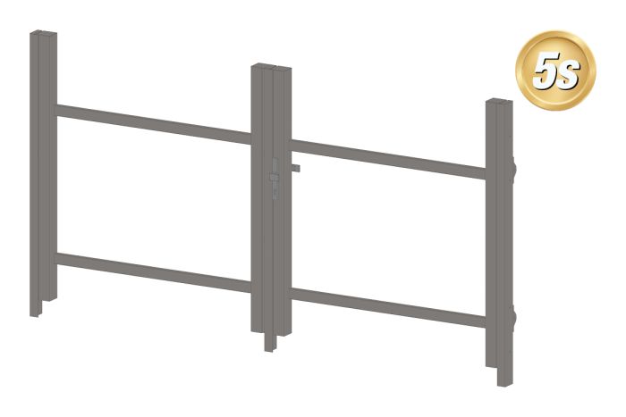 Alu Türrahmen 2-flügelig ohne Füllung (Profil: 63 mm) - Türhöhe: 940-1500 mm, Anschlag: links, Farbe: dunkelgrau 5S