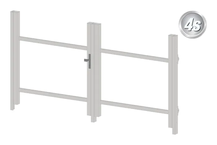 Alu Türrahmen 2-flügelig ohne Füllung (Profil: 63 mm) - Türhöhe: 940-1500 mm, Anschlag: rechts, Farbe: grau