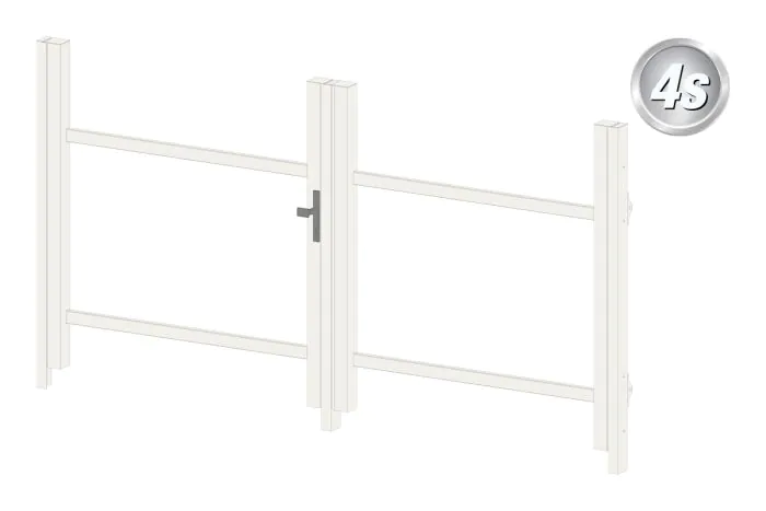 Alu Türrahmen 2-flügelig ohne Füllung (Profil: 63 mm) - Türhöhe: 940-1500 mm, Anschlag: rechts, Farbe: weiß