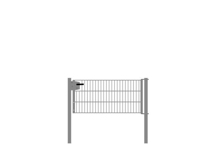 Drahtgittertor 1-flügelig, Durchgangslichte: 134 cm, Gesamtbreite inkl. Pfosten: 146 cm - Ausführung: verzinkt, Höhe: 63 cm