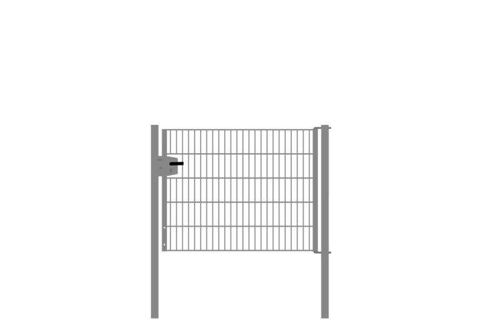 Drahtgittertor 1-flügelig, Durchgangslichte: 134 cm, Gesamtbreite inkl. Pfosten: 146 cm - Ausführung: verzinkt, Höhe: 103 cm