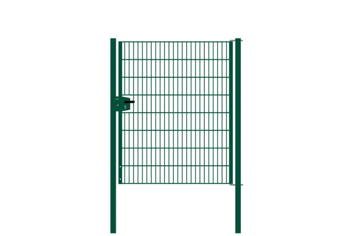Drahtgittertor 1-flügelig, Durchgangslichte: 134 cm, Gesamtbreite inkl. Pfosten: 146 cm - Ausführung: grün beschichtet, Höhe: 163 cm