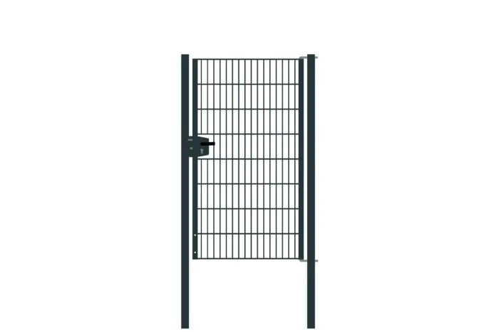 Drahtgittertor 1-flügelig, Durchgangslichte: 95 cm, Gesamtbreite inkl. Pfosten: 107 cm - Ausführung: anthrazit beschichtet, Höhe: 163 cm