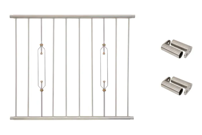 Fenstergitter Berlin in Edelstahl, vormontiert - Breite: 120 - 132 cm, Höhe: 100 cm