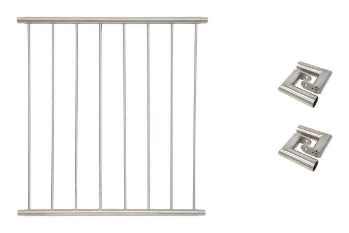 Fenstergitter Classic in Edelstahl, vormontiert - Breite: 110 - 122 cm, Höhe: 100 cm