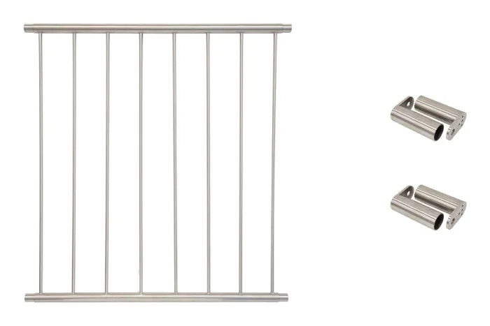 Fenstergitter Classic in Edelstahl, vormontiert - Breite: 110 - 122 cm, Höhe: 100 cm