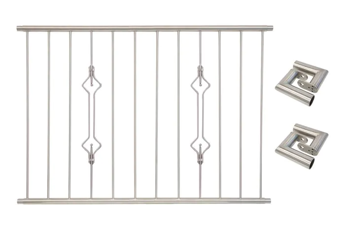Fenstergitter Prag in Edelstahl, vormontiert - Breite: 144 - 156 cm, Höhe: 100 cm