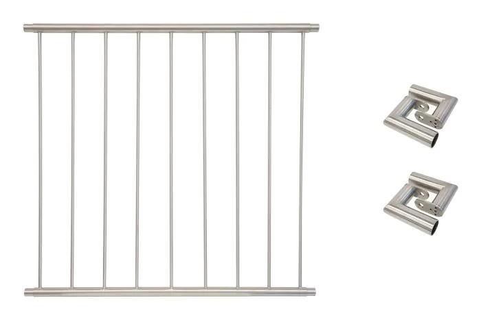 Fenstergitter Classic in Edelstahl, vormontiert - Breite: 122 - 134 cm, Höhe: 100 cm