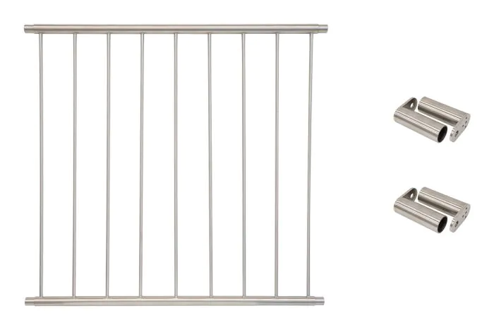 Fenstergitter Classic in Edelstahl, vormontiert - Breite: 122 - 134 cm, Höhe: 100 cm