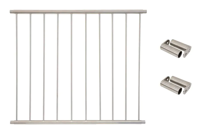 Fenstergitter Classic in Edelstahl, vormontiert - Breite: 134 - 146 cm, Höhe: 100 cm