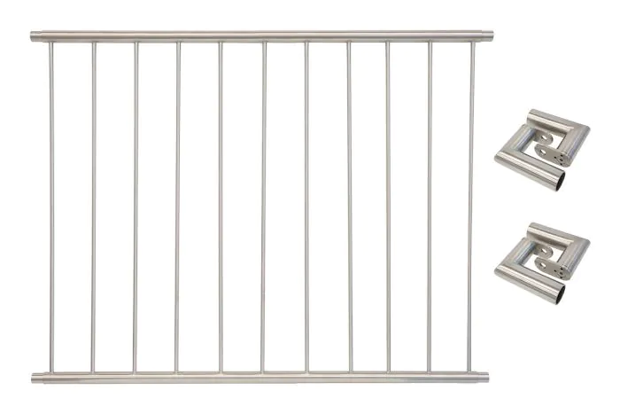 Fenstergitter Classic in Edelstahl, vormontiert - Breite: 146 - 156 cm, Höhe: 100 cm