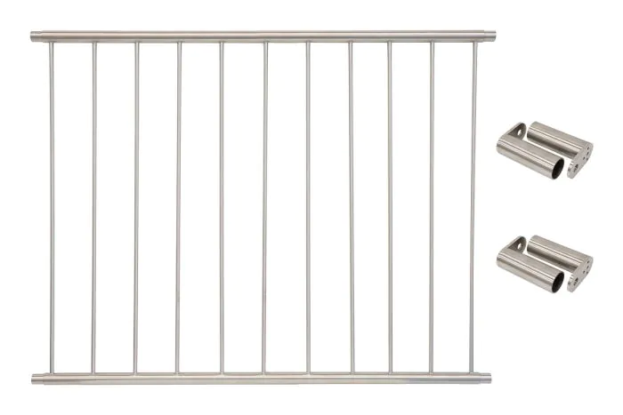 Fenstergitter Classic in Edelstahl, vormontiert - Breite: 146 - 156 cm, Höhe: 100 cm