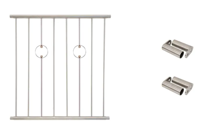 Fenstergitter Paris in Edelstahl, vormontiert - Breite: 96 - 108 cm, Höhe: 100 cm
