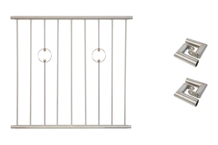 Fenstergitter Paris in Edelstahl, vormontiert - Breite: 108 - 120 cm, Höhe: 100 cm