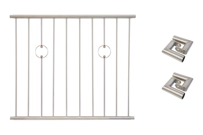Fenstergitter Paris in Edelstahl, vormontiert - Breite: 120 - 132 cm, Höhe: 100 cm