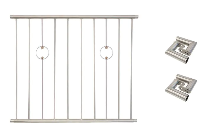 Fenstergitter Paris in Edelstahl, vormontiert - Breite: 120 - 132 cm, Höhe: 100 cm