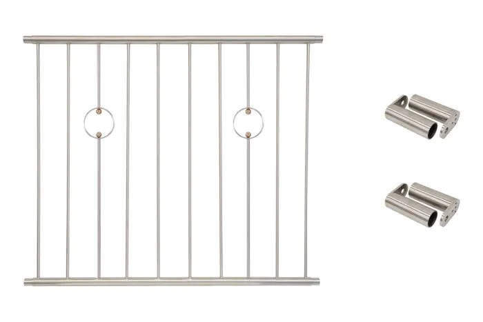 Fenstergitter Paris in Edelstahl, vormontiert - Breite: 120 - 132 cm, Höhe: 100 cm