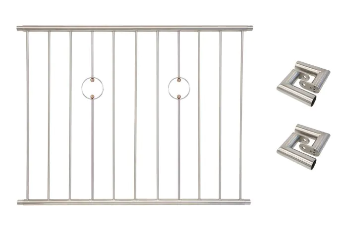 Fenstergitter Paris in Edelstahl, vormontiert - Breite: 132 - 144 cm, Höhe: 100 cm