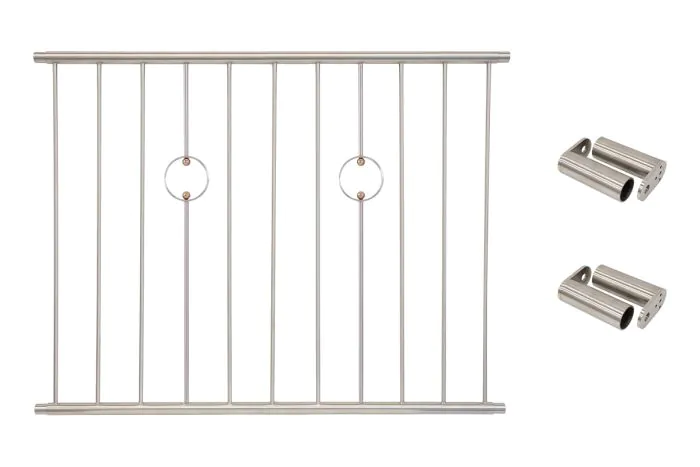 Fenstergitter Paris in Edelstahl, vormontiert - Breite: 132 - 144 cm, Höhe: 100 cm