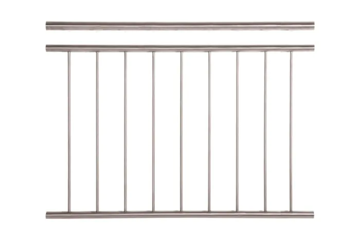 Fertig-Geländer Edelstahl - Geländerfüllung: 9 Stäbe, Länge: 121 cm, Höhe: 100 cm