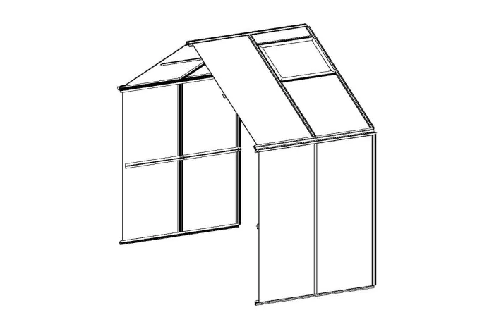 Erweiterungsset Gewächshaus Chili PRO  - Farbe: schwarz, Ausführung: Echtglas 4 mm, Länge: 1440 mm, Breite: 2870 mm, Höhe: 2550 mm