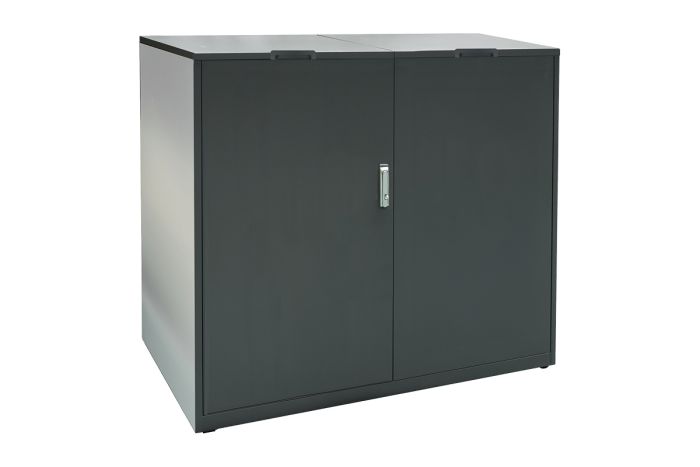 Mülltonnenbox 2-flügelig - Farbe: anthrazit, Breite: 134 cm, Höhe: 120 cm, Tiefe: 80 cm