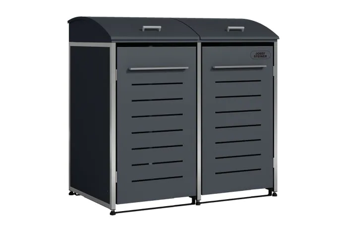 Mülltonnenbox 2-flügelig - Farbe: anthrazit, Breite: 139 cm, Höhe: 135,4 cm, Tiefe: 82,6 cm