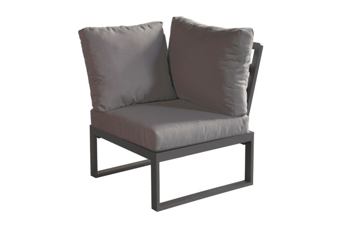 Loungeecksofa Lissabon aus Aluminium - Aluminiumfarbe: graualuminium, Stofffarbe: dunkelgrau