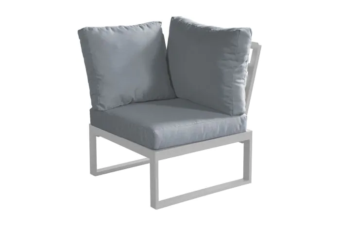 Loungeecksofa Lissabon aus Aluminium - Aluminiumfarbe: graualuminium, Stofffarbe: dunkelgrau