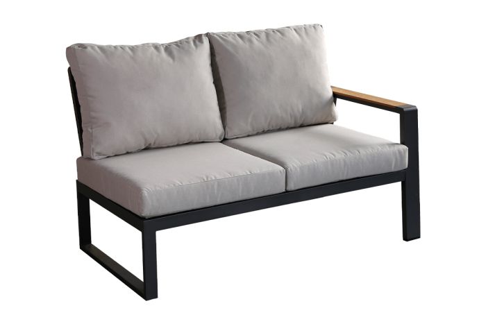 Loungesofa 2-Sitzer rechts Lissabon aus Aluminium - Aluminiumfarbe: anthrazit, Stofffarbe: hellgrau