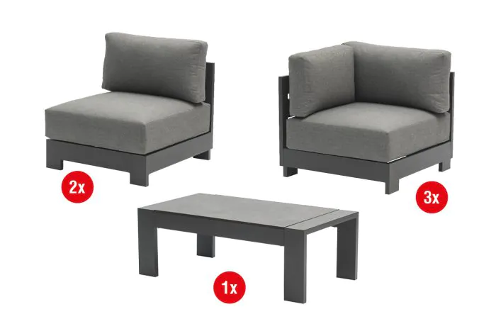 Loungemöbel London Set 6-teilig - Farbe: anthrazit