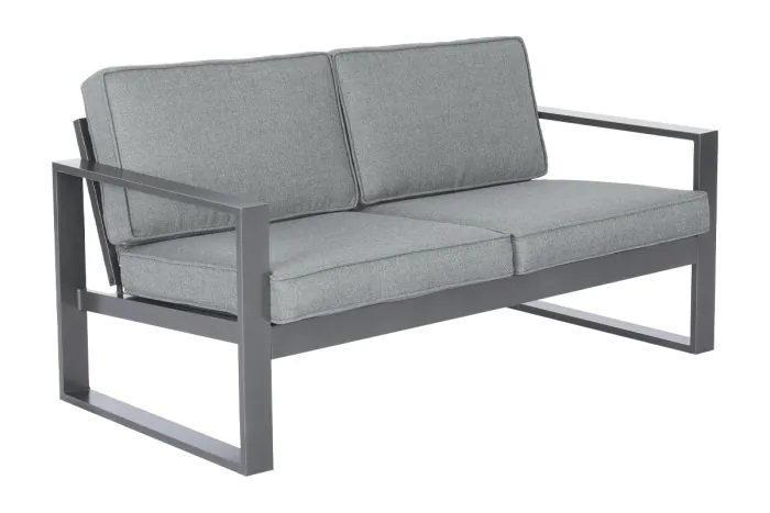 Gartensofa 2-Sitzer Madrid aus Aluminium - Farbe: graualuminium, Tiefe: 780 mm, Breite: 1550 mm, Höhe: 700 mm, Sitzhöhe: ca. 430 mm