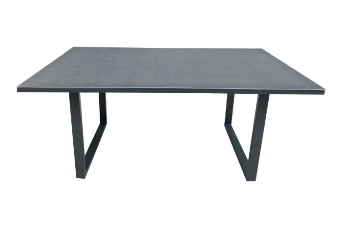 Gartentisch Mailand mit Glasplatte aus Aluminium - Farbe: anthrazit, Länge: 1400 mm, Breite: 800 mm, Höhe: 590 mm