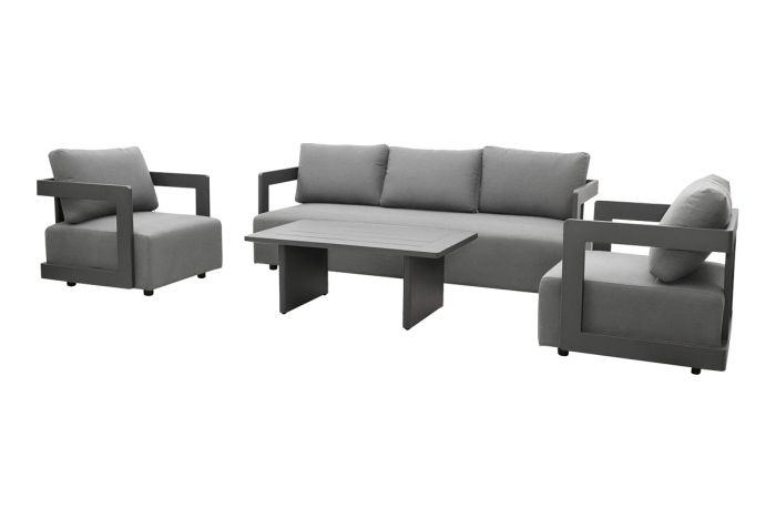 Sitzgruppe Porto - bestehend aus 2x Loungesessel, 1x Loungesofa, 1x Gartentisch, 3x Cover wasserdicht