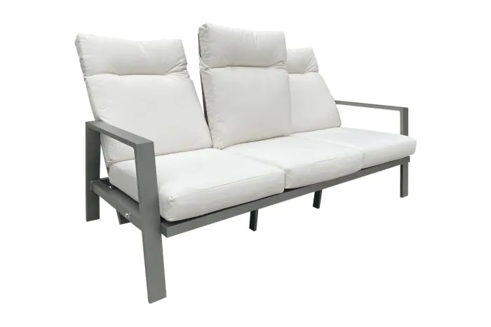 Gartensofa Venedig mit Polsterung & verstellbarer Rückenlehne aus Aluminium - Farbe: graualuminium, Tiefe: 790 mm, Breite: 1930 mm, Höhe: 960 mm