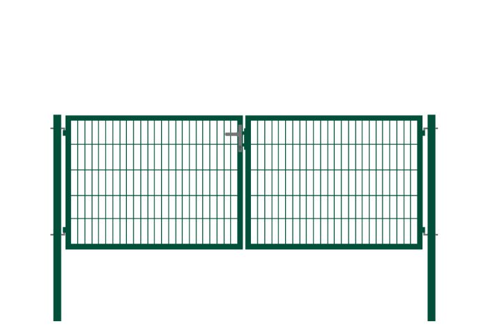 Rohrrahmentor Basic 2-flügelig - Ausführung: grün beschichtet, Höhe: 103 cm, Durchgangslichte: ca. 283 cm