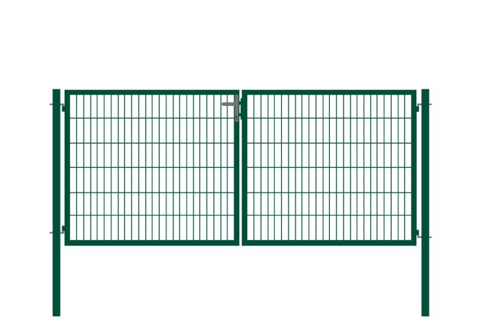 Rohrrahmentor Basic 2-flügelig - Ausführung: grün beschichtet, Höhe: 123 cm, Durchgangslichte: ca. 283 cm