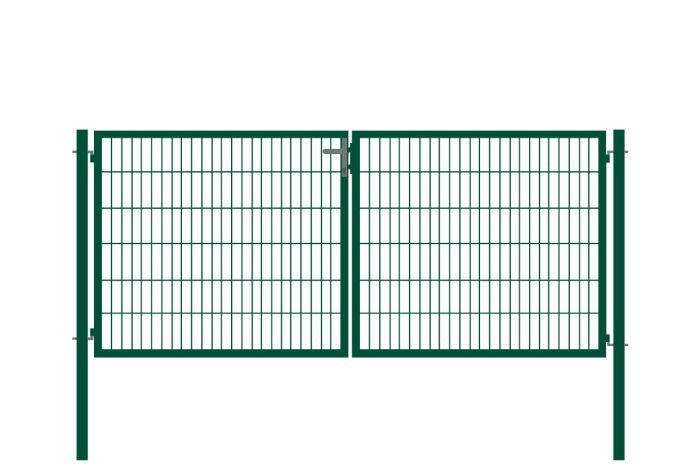 Rohrrahmentor Basic 2-flügelig - Ausführung: grün beschichtet, Höhe: 123 cm, Durchgangslichte: ca. 283 cm