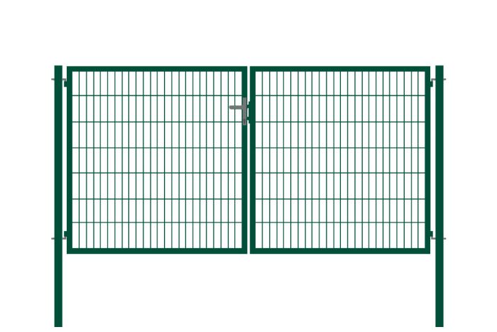 Rohrrahmentor Basic 2-flügelig - Ausführung: grün beschichtet, Höhe: 143 cm, Durchgangslichte: ca. 283 cm