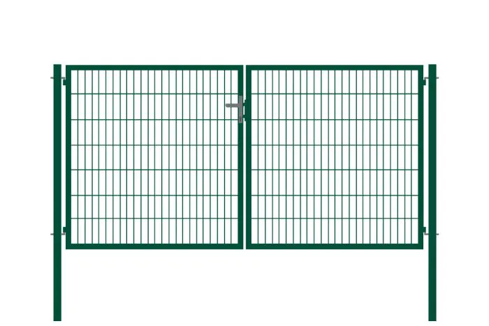 Rohrrahmentor Basic 2-flügelig - Ausführung: grün beschichtet, Höhe: 143 cm, Durchgangslichte: ca. 283 cm